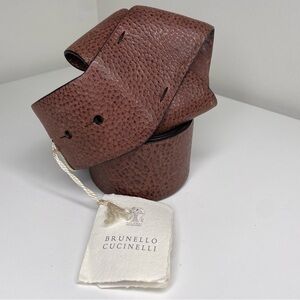 Brunello Cucinelli Wide Fold Detail Brown Women's Belt 🌟